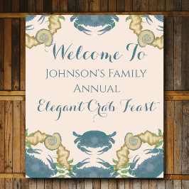 Elegante Krab Feest-Waterverf Blauwe Krabben, Zees Wandkleed