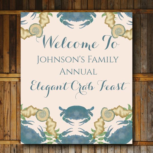 Elegante Krab Feest-Waterverf Blauwe Krabben, Zees Wandkleed