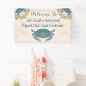 Elegante Krab Feest-Waterverf Blauwe Pensioen Spandoek (Insitu)