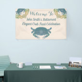 Elegante Krab Feest-Waterverf Blauwe Pensioen Spandoek (Beurs)