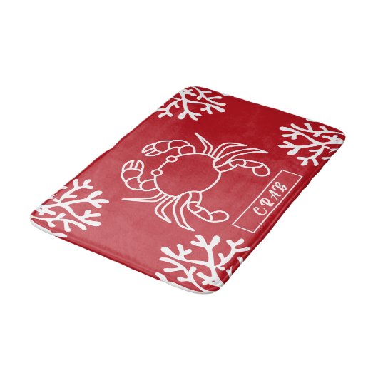 Elegante krab met Under Zee Leaf Red Badmat (Gekanteld)
