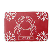 Elegante krab met Under Zee Leaf Red Badmat (Voorkant)