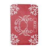 Elegante krab met Under Zee Leaf Red Badmat (Voorkant Verticaal)