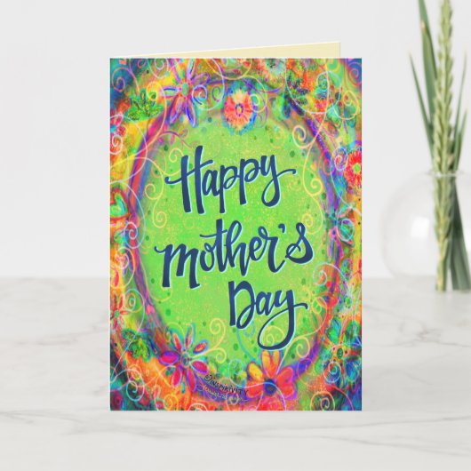 Elegante Krachtige Gelukkige Moederdag Bloemige Pr Kaart (Voorkant)