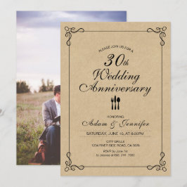 Elegante kraft 30th trouwdag uitnodiging