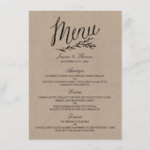 Elegante Kraft-huwelijksmenu-sjablonen Menu (Voorkant)