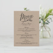 Elegante Kraft-huwelijksmenu-sjablonen Menu (Staand voorkant)