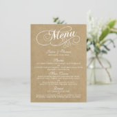 Elegante Kraft-huwelijksmenukaarttemplates Menu (Staand voorkant)