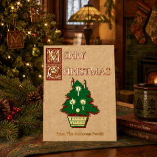 Elegante Kraft Kerstboom Folie Feestdagen Briefkaart