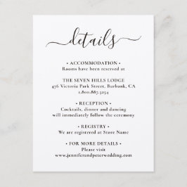 Elegante Kraftpapieren Huwelijksdetails Informatiekaartje