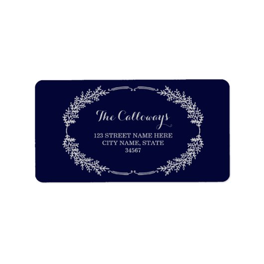 Elegante krans Adresetiketten / Navy Etiket (Voorkant)