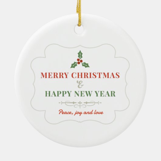 Elegante krans baby's eerste kerst aangepaste foto keramisch ornament (Achterkant)