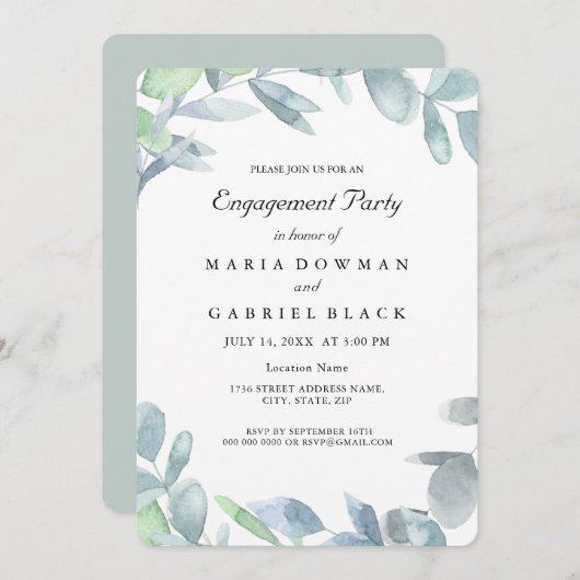 Elegante krans botanisch gebladerte. Betrokkenheid Kaart (Voorkant / Achterkant)