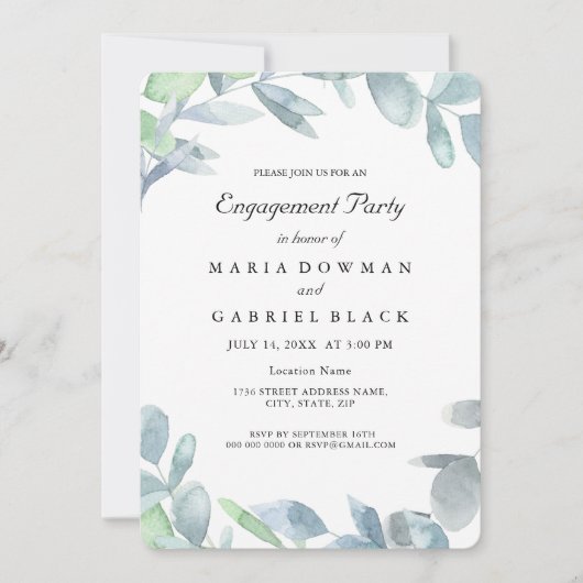 Elegante krans botanisch gebladerte. Betrokkenheid Kaart (Voorkant)