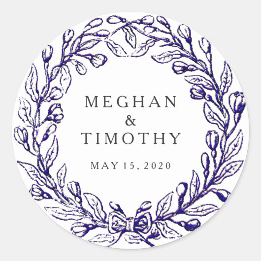 Elegante  krans bruiloft envelop zegel (Voorkant)