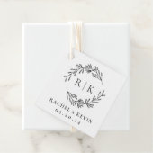 Elegante krans bruiloft initiaal monogram bedankjes labels (In situ)