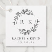 Elegante krans bruiloft initiaal monogram bedankjes labels (Voorkant)