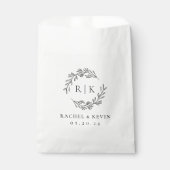 Elegante krans bruiloft initiaal monogram bedankzakje (Voorkant)