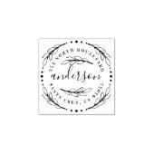 Elegante krans Circulaire Achternaam Retouradres Rubberstempel (Afrduk)