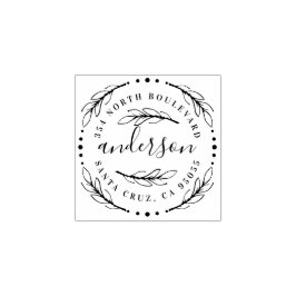 Elegante krans Circulaire Achternaam Retouradres Rubberstempel