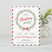 Elegante krans en feestelijke grens kerstfeest kaart (Staand voorkant)