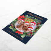 Elegante krans familiefoto Vrolijk Kerstfeest Folie Feestdagenkaart (Gedraaid)