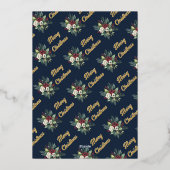 Elegante krans familiefoto Vrolijk Kerstfeest Folie Feestdagenkaart (Achterkant)