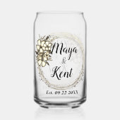 Elegante krans Floral Glitter Bruiloft Party Favor Blikvorm Glas (Voorkant)