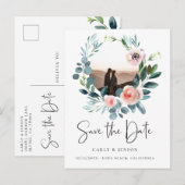 Elegante krans foto save the date aankondigingskaart (Voorkant / Achterkant)