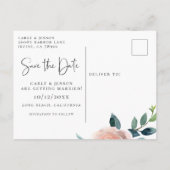 Elegante krans foto save the date aankondigingskaart (Achterkant)