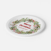 Elegante krans gepersonaliseerde kerst papieren bordje (Gekanteld)