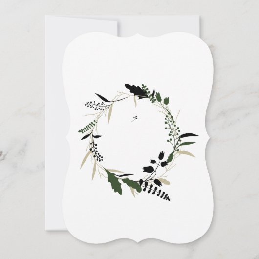 Elegante krans groen minimalisme uitnodiging (Achterkant)