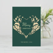 Elegante Krans Groen Vrolijk Kerstfeest Feestdagenkaart (Staand voorkant)