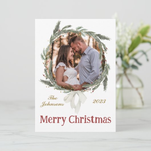 Elegante krans kerst Kaart (Staand voorkant)