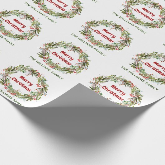 Elegante krans Kerstmis Cadeaupapier (Hoek)