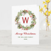 Elegante krans Kerstmis familie Kaart (Gele Bloem)