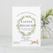 Elegante krans konijn paasbrunch uitnodiging (Staand voorkant)