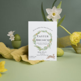 Elegante krans konijn paasbrunch uitnodiging