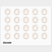Elegante krans monogram bruiloft ronde sticker (Vel)