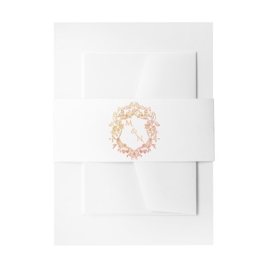 Elegante krans monogram bruiloft uitnodigingen wikkel (Voorkant Voorbeeld)