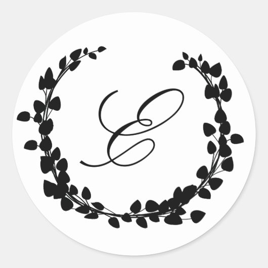 Elegante krans Monogram Envelop Sticker Seal (Voorkant)