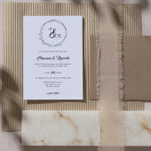 Elegante Krans Monogram Fotobruiloft Kaart