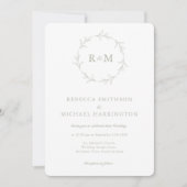 Elegante Krans Monogram Sage Green Wedding Kaart (Voorkant)