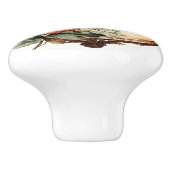 Elegante krans rode bloemen rode bessen groen keramische knop (Zijkant)