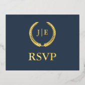 Elegante krans RSVP Bruiloft Folie Briefkaart (Voorkant)