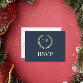 Elegante krans RSVP Bruiloft Folie Briefkaart