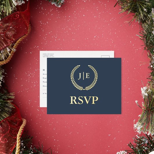 Elegante krans RSVP Bruiloft Folie Briefkaart