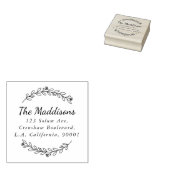 Elegante krans script familienaam retouradres rubberstempel (Gestempeld)