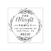 Elegante krans & Script Familienaam Retouradres Rubberstempel (Afrduk)