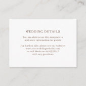 Elegante krans van gouden gebladerte monogram. Bru Informatiekaartje (Achterkant)